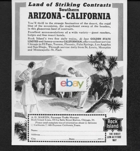 ROCK ISLAND RAILROAD 1939 LAND CONTRASTES SUR DE CALIFORNIA Y ARIZONA ANUNCIO - Imagen 1 de 1