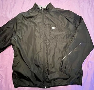 Black Starter Track Jacket Full Zip W/ Pockets Reflective Style# SR408-400M - Picture 1 of 20