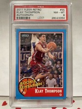  KLAY THOMPSON 2011-12 RC FLEER RETRO AUTO AUTOGRAPH PSA 8 ROOKIE Warriors