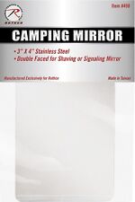 Campers Survivor Pocket Mirror Travel Shave or Signal Stainless Steel 3" x 4"