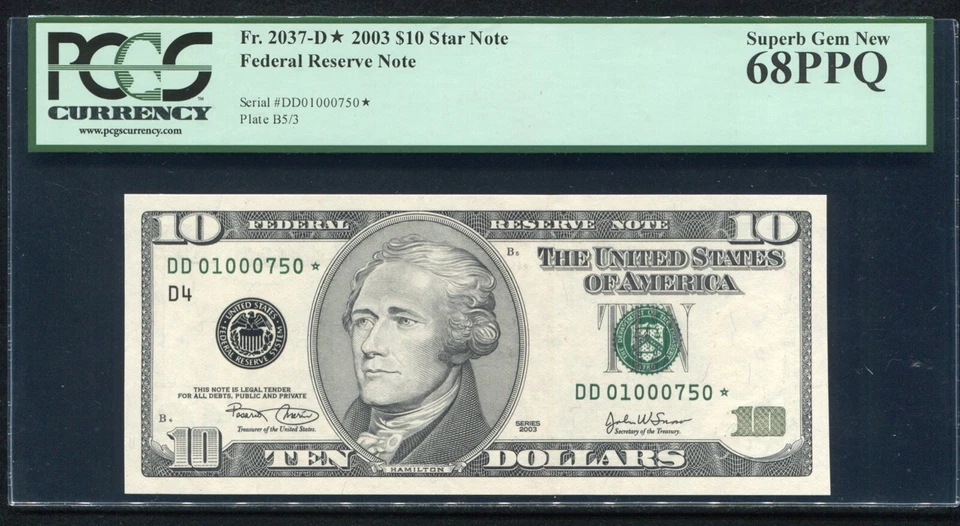 FR. 2037-D* 2003 $10 *STAR* FRN CLEVELAND, OH PCGS SUPERB GEM UNC-68PPQ - Image 1 of 2
