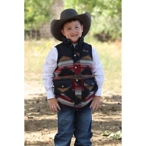 Cinch Boy's Blue Blanket Stripe Quilted Vest MWV5090001 - Picture 1 of 7