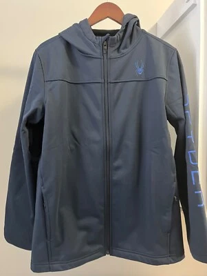 NWT Spyder Boys Hooded Full Zip Jacket Coat XL 18/20 Navy Blue w/Black Lined $69 - Image 1 of 4