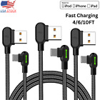 3Pcs USB Cable Mcdodo 90 Degree LED Fast Charge Data For iPhone Charger 4/6/10FT