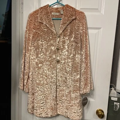 Abrigo de piel sintética vintage Valerie Stevens talla M botón forrado frontal etiquetas champán Foto 1 de 4