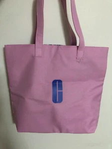 Macys Clinique Large Shopping Shoulder Travel Pink Tote Bag Blue Logo C - Picture 1 of 2