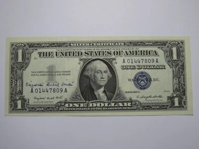 $1 1957 Elizabeth Rudel Smith Courtesy Autographed Signed Silver Certificate UNC - Image 1 of 3