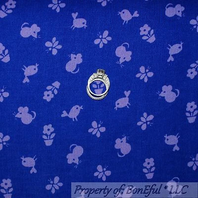 BonEful Fabric FQ Corduroy Cotton Purple Bird Flower Butterfly Mouse Stripe SALE - Image 1 of 4