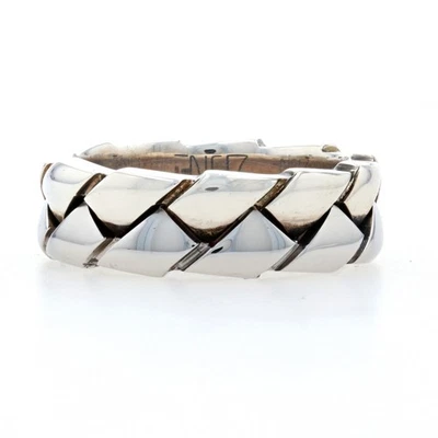 NEW Zone Wedding Band - Sterling Silver & Stainless Steel Men's Ring Weave 9 3/4 - Image 1 of 4