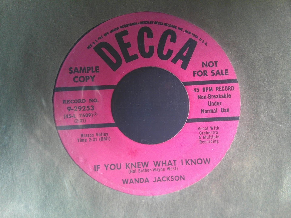 Wanda Jackson-DJ-If You Knew What I Know/The Right to Love-NM - Image 1 of 1