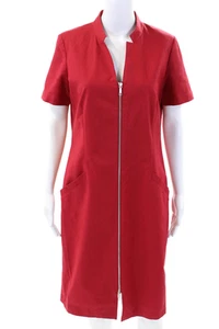 Lafayette 148 New York Womens Cotton V-Neck Short Sleeve Maxi Dress Red Size 8 - Picture 1 of 5