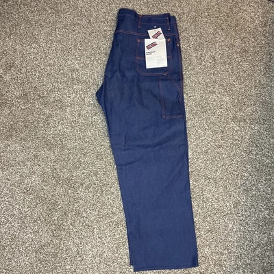NUEVO CON ETIQUETAS Vintage Años 70 BIG MAC Industrial Jean 44x30 Carpintero Ropa de Trabajo Denim Oscuro Nuevo de Lote Antiguo Foto 1 de 4