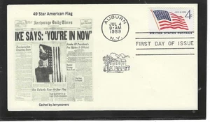 49 STAR AMERICAN FLAG FDC 1959 AUBURN, NEW YORK JERRY'S COVERS ONLY 1 MADE - Picture 1 of 1