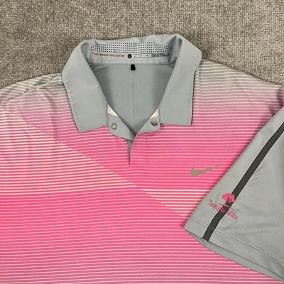 Camisa Polo Colección Tiger Woods Para Hombre Grande Temple Hills CC Golf Gris Rosa A Presión Foto 1 de 4