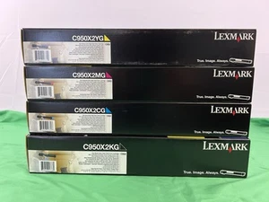 GENUINE SET 4 LEXMARK HI-YLD TONERS C950X2CG C950X2YG C950X2MG C950X2KG C950 NEW - Picture 1 of 5
