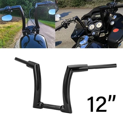 12" Rise 2" Ape Hanger Handlebar Black For Harley Touring-Davidson Road King - Image 1 of 4