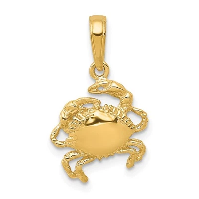 14k Yellow Gold Crab Pendant, 12 x 19mm - Image 1 of 4
