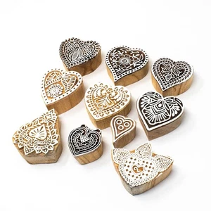 Set of 10 Hand Carved Textile Printing Saree Border Dresses Craft Block Stamp - Picture 1 of 4