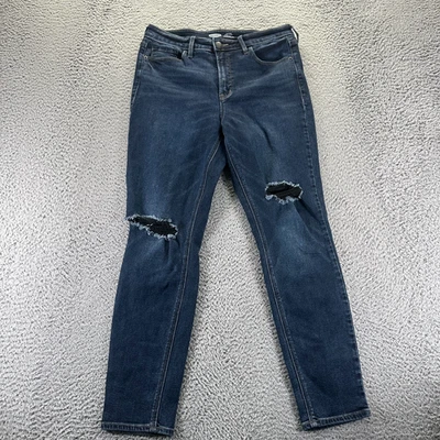 Jeans Rockstar Old Navy donna 12 blu denim cotone skinny vita alta invecchiato - Immagine 1 di 4