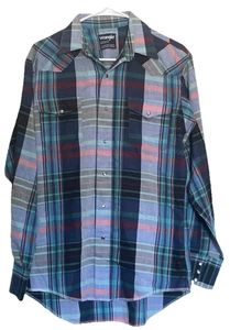Camisa Wrangler Corte Vaquero 15.5 34 Colas X Largas Perla Occidental A Presión Cuadros Para Hombres M - Imagen 1 de 5