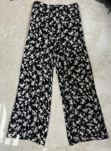 SONIA RYKIEL PARIS Palazzo Pants 46 Black/Beige,Ivory Wide Leg Zip Front MINT - Picture 1 of 9