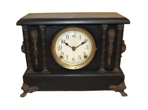 RELOJ ANTIGUO SESIONES CO. FORESTVILLE. RELOJ CONN REPISA PATAS NEGRO CON ORIGEN - Imagen 1 de 22