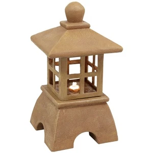 Asian Pagoda Resin Outdoor Water Fountain with LED Lights - 23 in by Sunnydaze - Picture 1 of 7