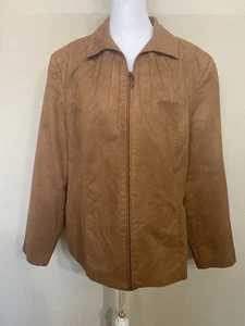 Woman's TanJay Tan Faux Suede Jacket W/Pockets Lining SZ 16 - Picture 1 of 5