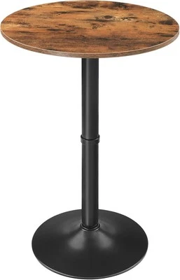 HOOBRO Round Bar Table, 35" Tall Pub Cocktail Rustic Brown + Black  - Image 1 of 4