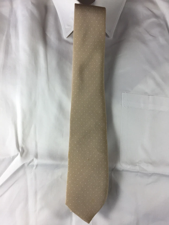 DAVID LAWRENCE DISEÑADOR CORBATA HOMBRE SEDA FINA LUNARES BLANCOS SOBRE FONDO CREMA Foto 1 de 1