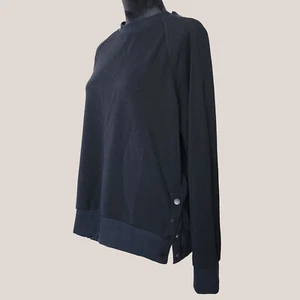 Top nero manica lunga 90 DEGREE BY REFLEX CON BOTTONI LATERALI, pullover felpa - Foto 1 di 5