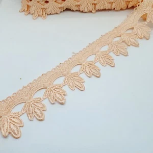 1m Peach embroidered guipure lace bridal dress trim 5cm - Picture 1 of 1