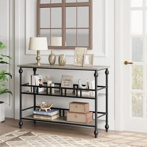 3-Tier Entryway Industrial Console Table 43" Sofa Side Table for Living Room - Picture 1 of 11