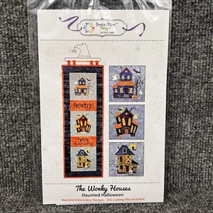 The Wonky Houses Haunted Halloween Banner Machine Embroidery CD Bruce Allen - Picture 1 of 6
