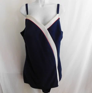 Vintage Robby Len Swimsuit 1 Piece Red, White, Blue SIZE 24W Made USA NEW - Picture 1 of 15