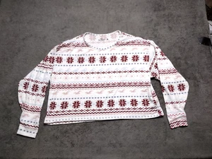 Hollister Crop Sweater Womens XS Long Sleeve White Multicolor Seagull Pattern - Picture 1 of 10