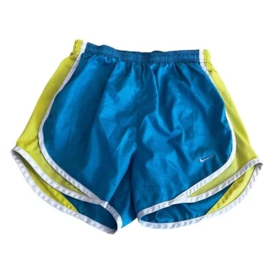 Shorts de corrida Nike azul e amarelo colorblock brilhante em excelente estado usado - Imagem 1 de 4