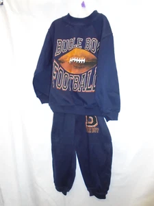 VTG Bugle Boy 90s Sweatshirt Set Blue Football Size 4 Read Pants Elastic Shot - Picture 1 of 5