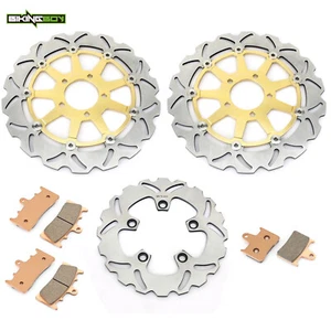 For Suzuki GSXR1000 GSXR 1000 2001 2002 Front Rear Brake Rotors Discs Pads Wave - Picture 1 of 13