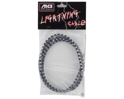 MCS LIGHTNING BRAKE CABLE BMX MTB FIXIE CHECKERED BOARD BLACK AND CHROME - Image 1 of 2