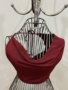 GARAGE Brand Maroon Ladies Size Large Drape Neck Tie Back Crop Top - Foto 1 di 5