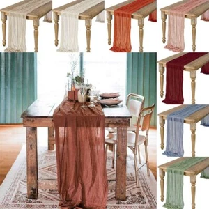 Semi-Sheer Gauze Table Runner Vintage Table Cloth Cheese Cloth Table Setting - Picture 1 of 25
