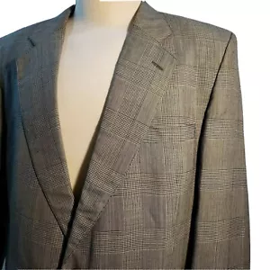 Boston traders Mens Sport Coat Jacket Size 42L Silk Window pane plaid Gray - Picture 1 of 8