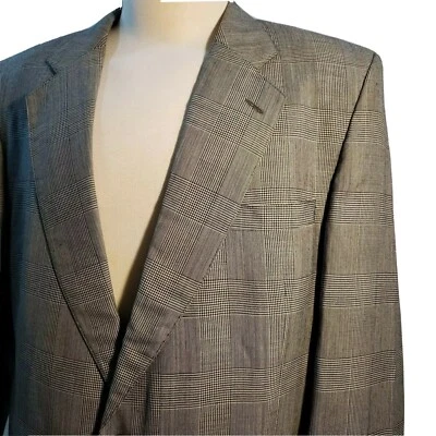 Chaqueta Abrigo Deportivo Boston Traders Para Hombres Talla 42L Seda Ventana Panel Cuadros Gris Foto 1 de 4