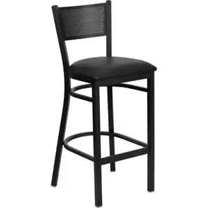 Flash Furniture Hercules Series 30" Grid Back Metal Bar in Black - Picture 1 of 4