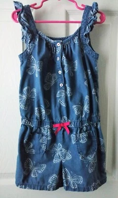 Pantalones Cortos Gymboree Niñas Island Hopper Denim Mariposa Mameluco Talla 7 Foto 1 de 2