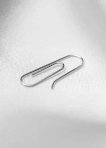 Pendientes de clip de papel de oro 14k 25 mm x 7 mm oro blanco liso - individuales - Imagen 1 de 4