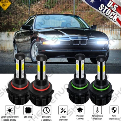 9005+9006 Bombilla LED Faro BMW 850Ci Luz Alta y Baja 1993-1997 Juego de 4 Foto 1 de 4