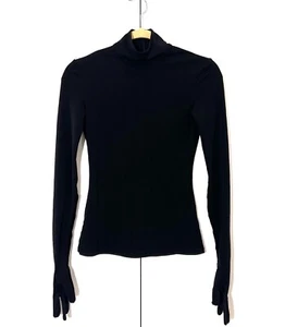 Awake Mode Top Women’s 36 Black Attached Gloves Slim Fit Goth Turtleneck - Picture 1 of 6