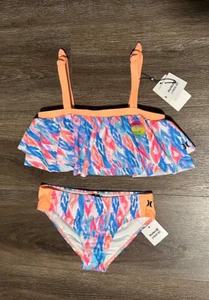 NWT Hurley Tie Dye Bikini Swim bathing suit Girls Youth L 12-14 UPF 50 Quick dry - Picture 1 of 2